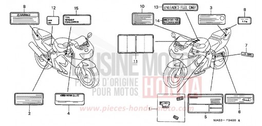 ETICHETTA DI AVVERTIMENTO CBR900RRX di 1999
